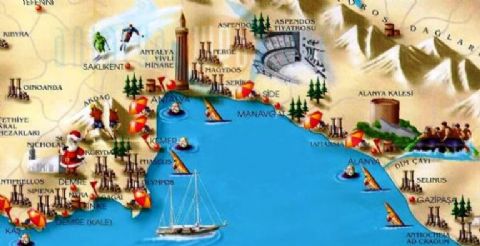 Antalya Tourist Map, Kemer Map, Alanya Map,