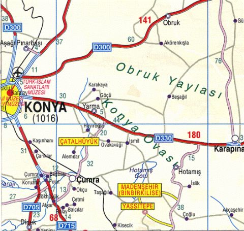 Catalhoyuk Map, Map of Catalhoyuk, Konya Catalhoyuk Map, Archeological Sites Map