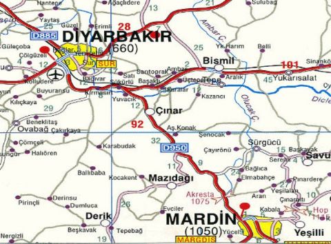 DiyarbakÄ±r Map, DiyarbakÄ±r Turkey Map, Map of East Turkey, East Turkey Travel Map