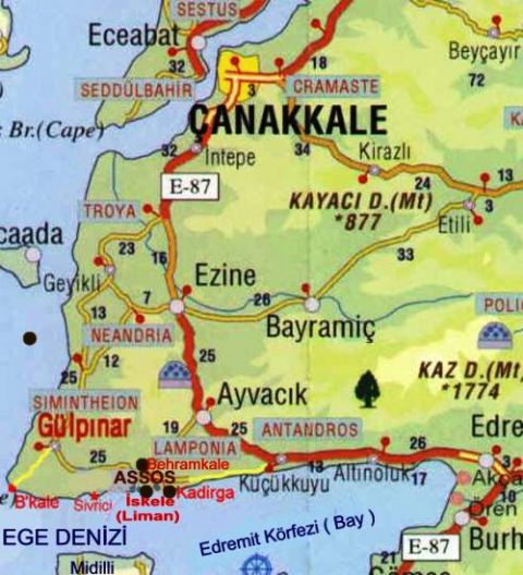 Truva Map, troy Map, Map of Troy, Canakkale Map, Anzac Map