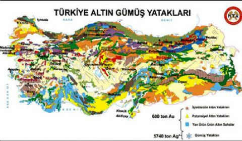 Turkey Mine Map, Mine Reserves in Turkey Map, Gold Map Turkey
