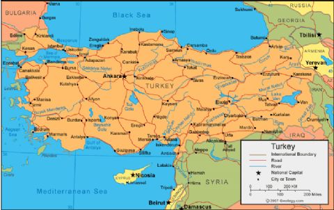 Turkey travel destinations map, turkey map